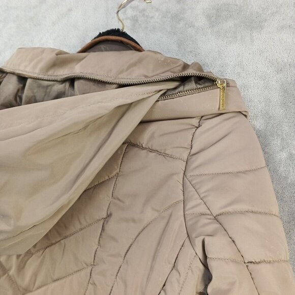 TWO WAY Puffer Jacket Full Zip Size S (4-6) Hidden Hoodie Collared Zip Pockets - Picture 16 of 16